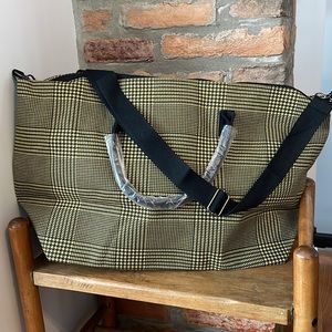 Lulu Dharma Frasier Weekender‎ Travel Bag Yellow Black Plaid Crossbody Strap